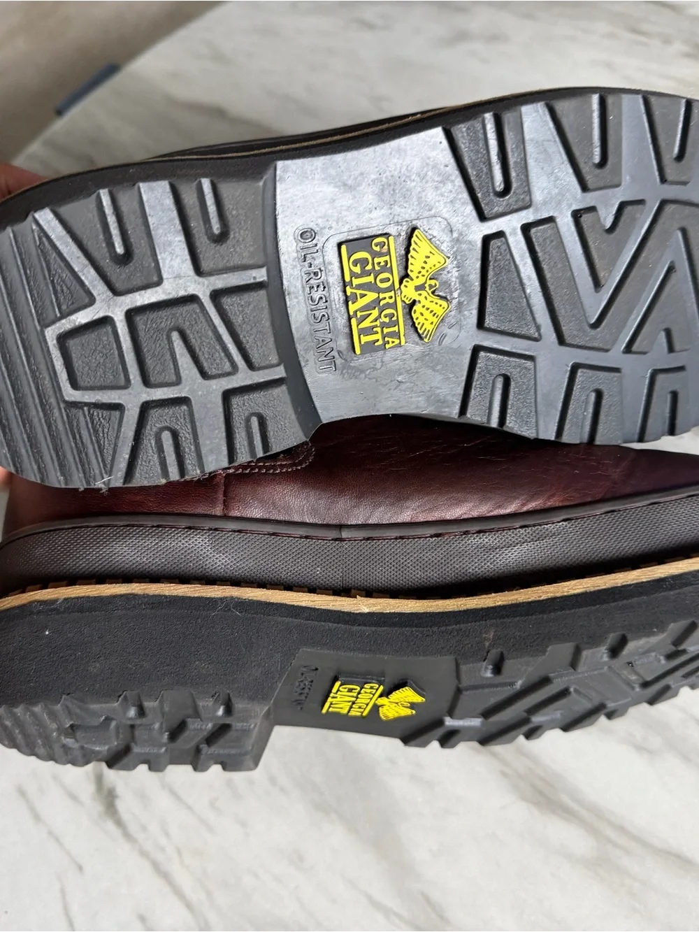 Georgia Boot Men's Dark Brown Leather Giant Romeo Work Shoes 9 WIDE BRAND NEW